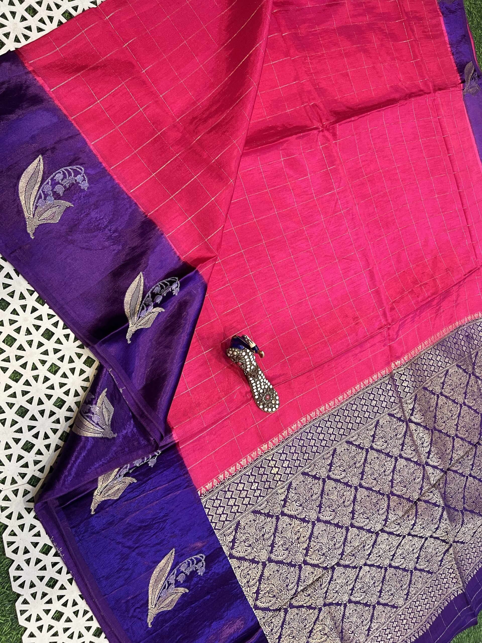 Banaras pure green mango with satin borders