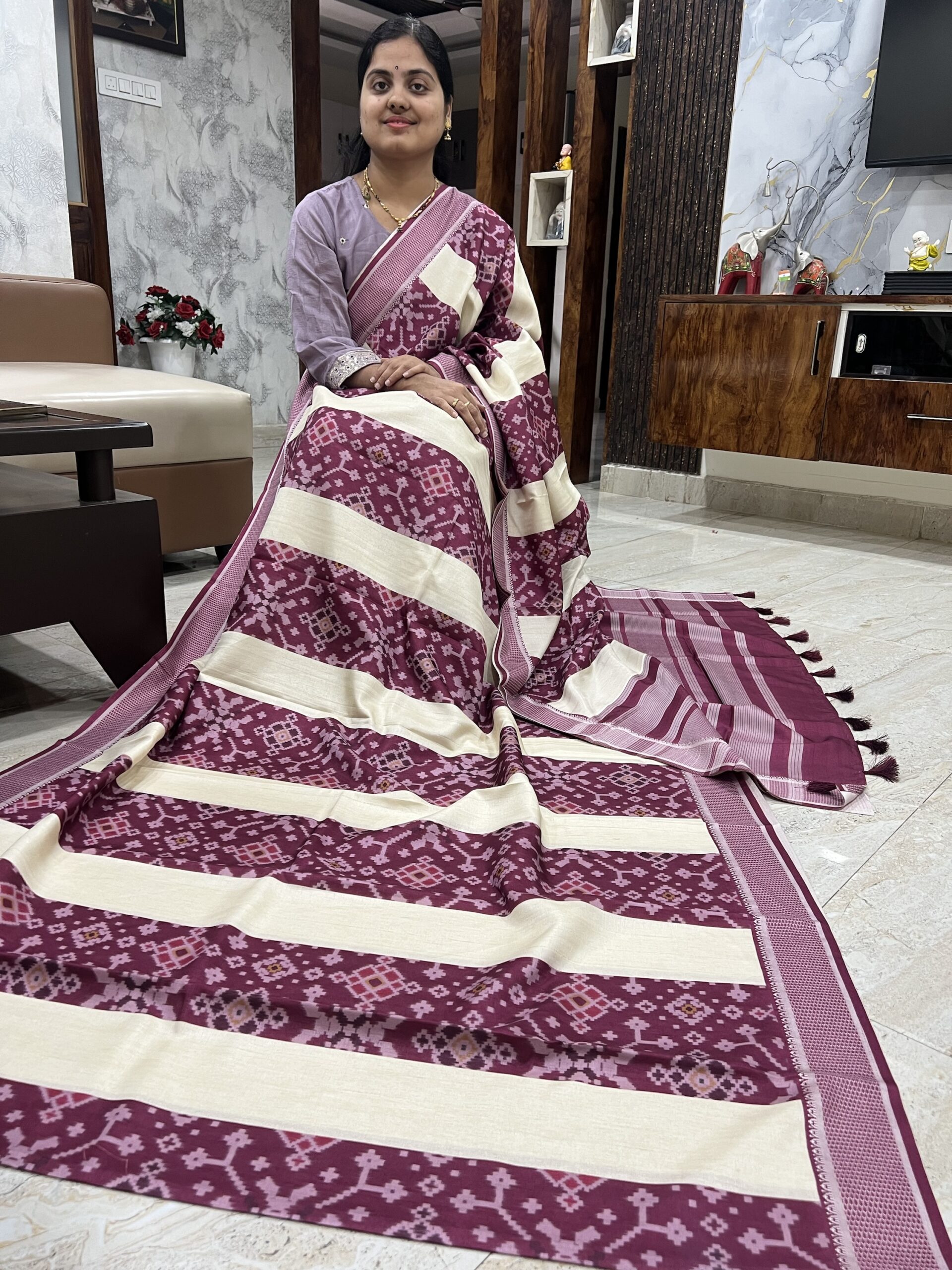 Tussar ikkat sarees