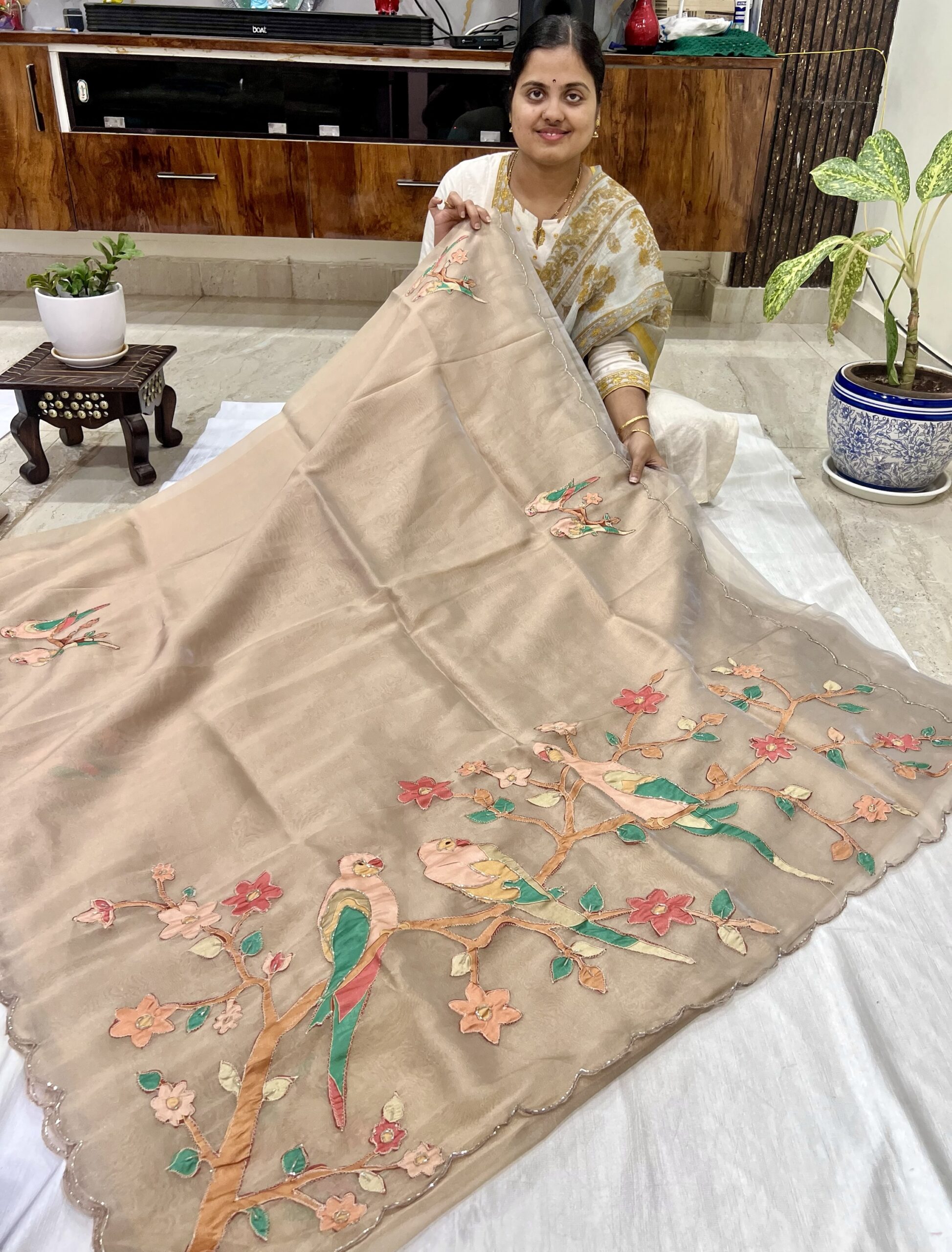 Fancy organza appliqué work