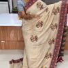 Designer pure crape petitpoint work saree