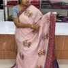 Designer pure crape petit point work saree