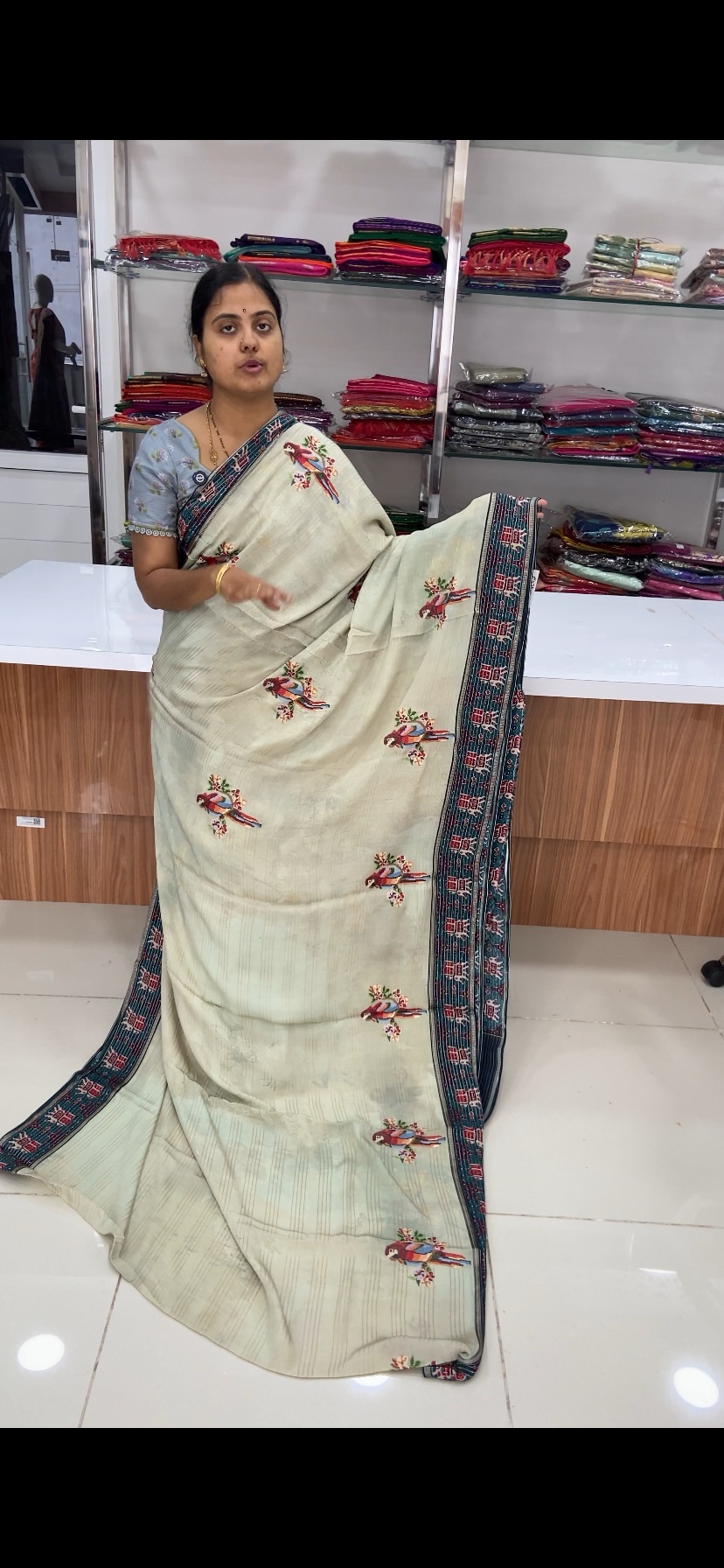 Designer petitpoint work saree