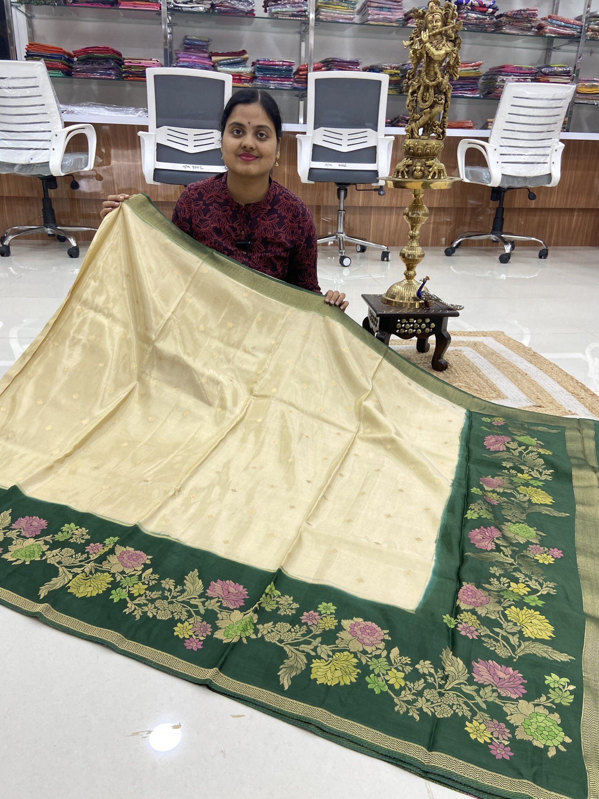 Mango tissue crape silk sarees