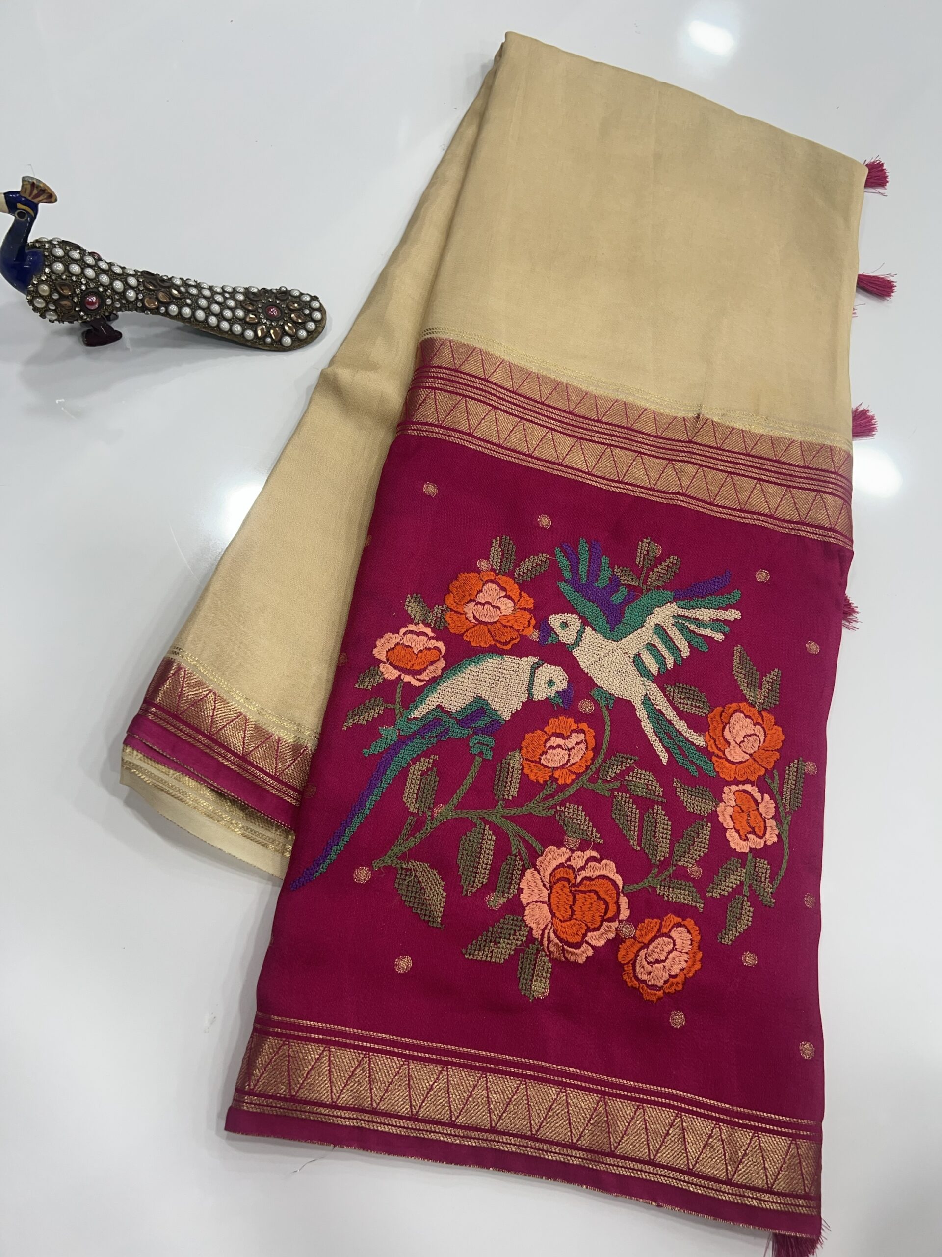 Mysore crape petitpoint work
