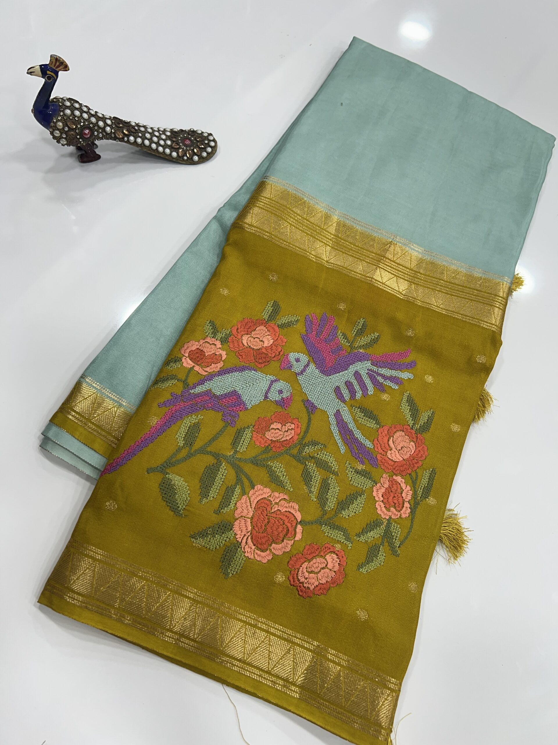 Mysore crape petitpoint work