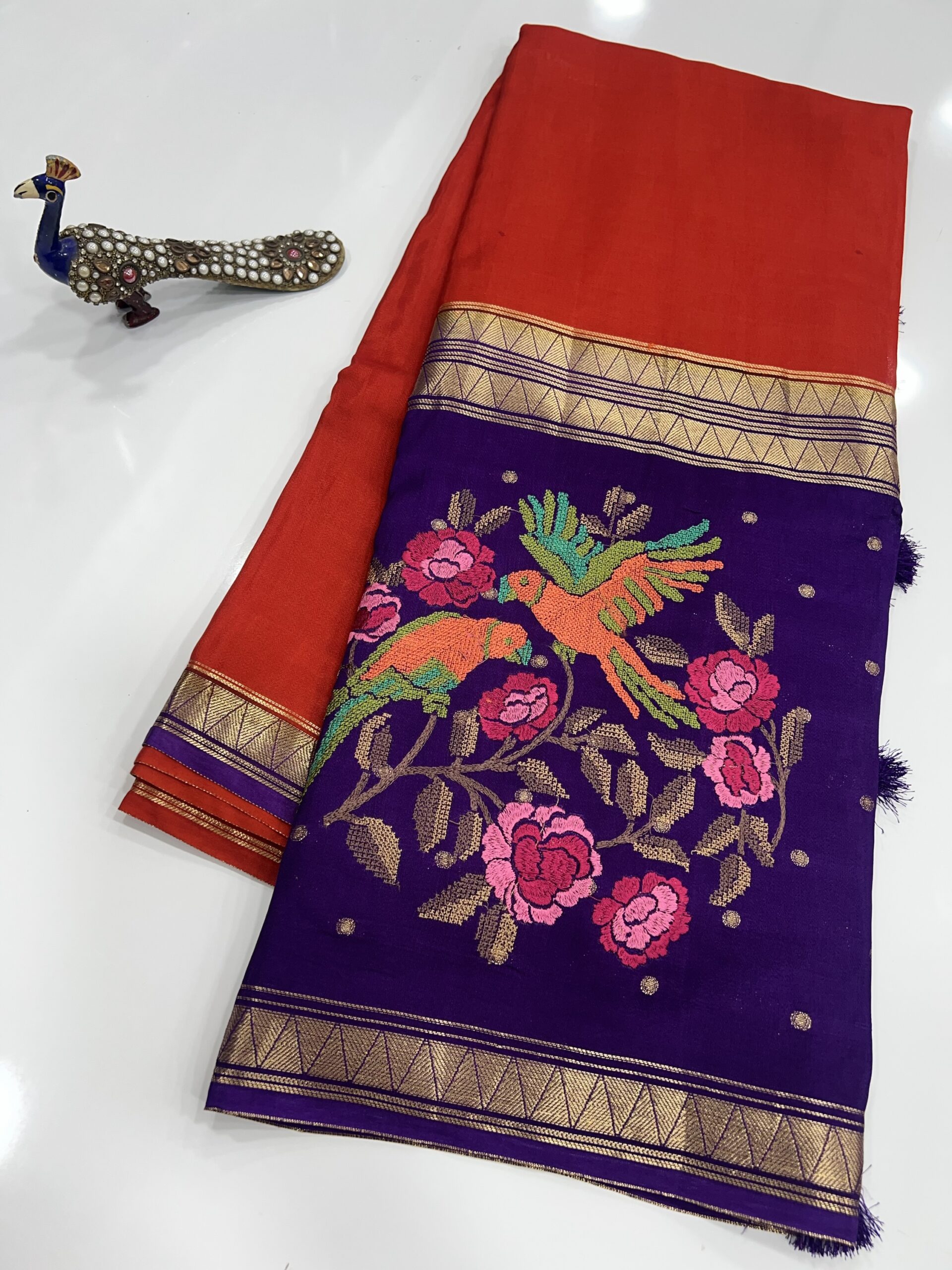 Mysore crape petitpoint work