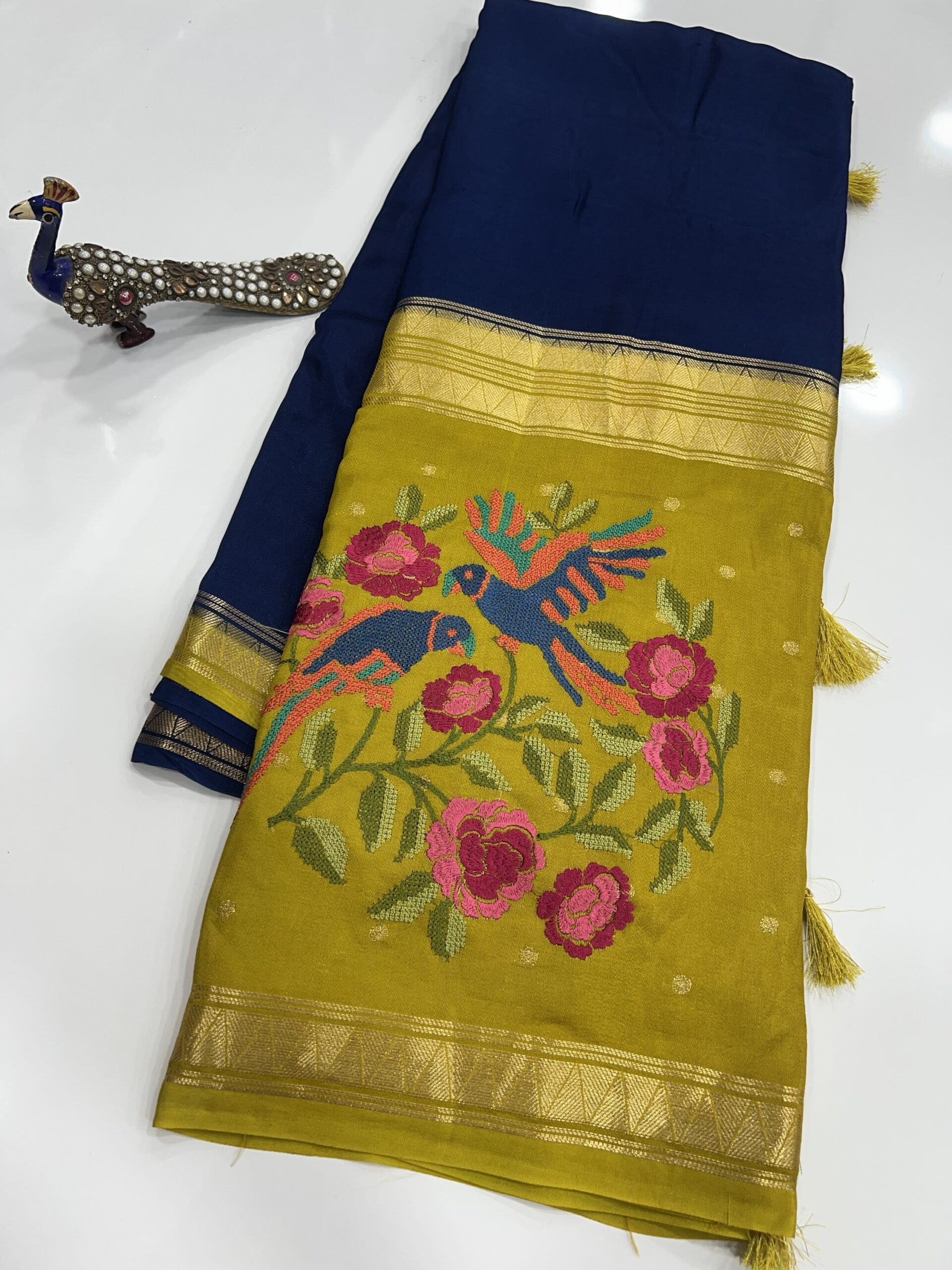 Mysore crape petitpoint work
