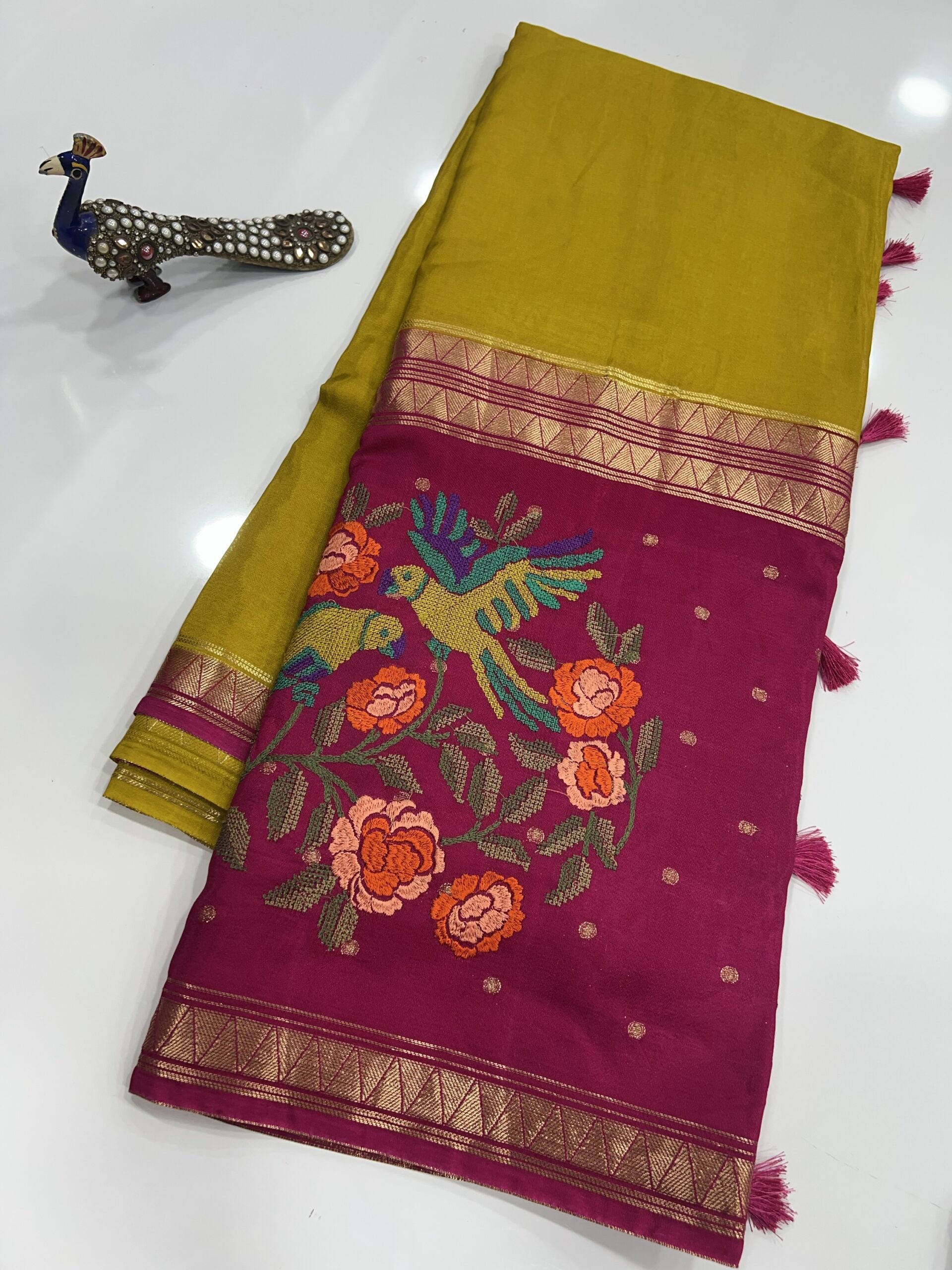 Mysore crape petitpoint work