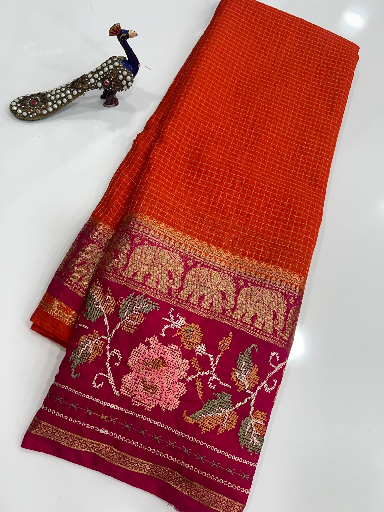 Mysore silk petitpoint work
