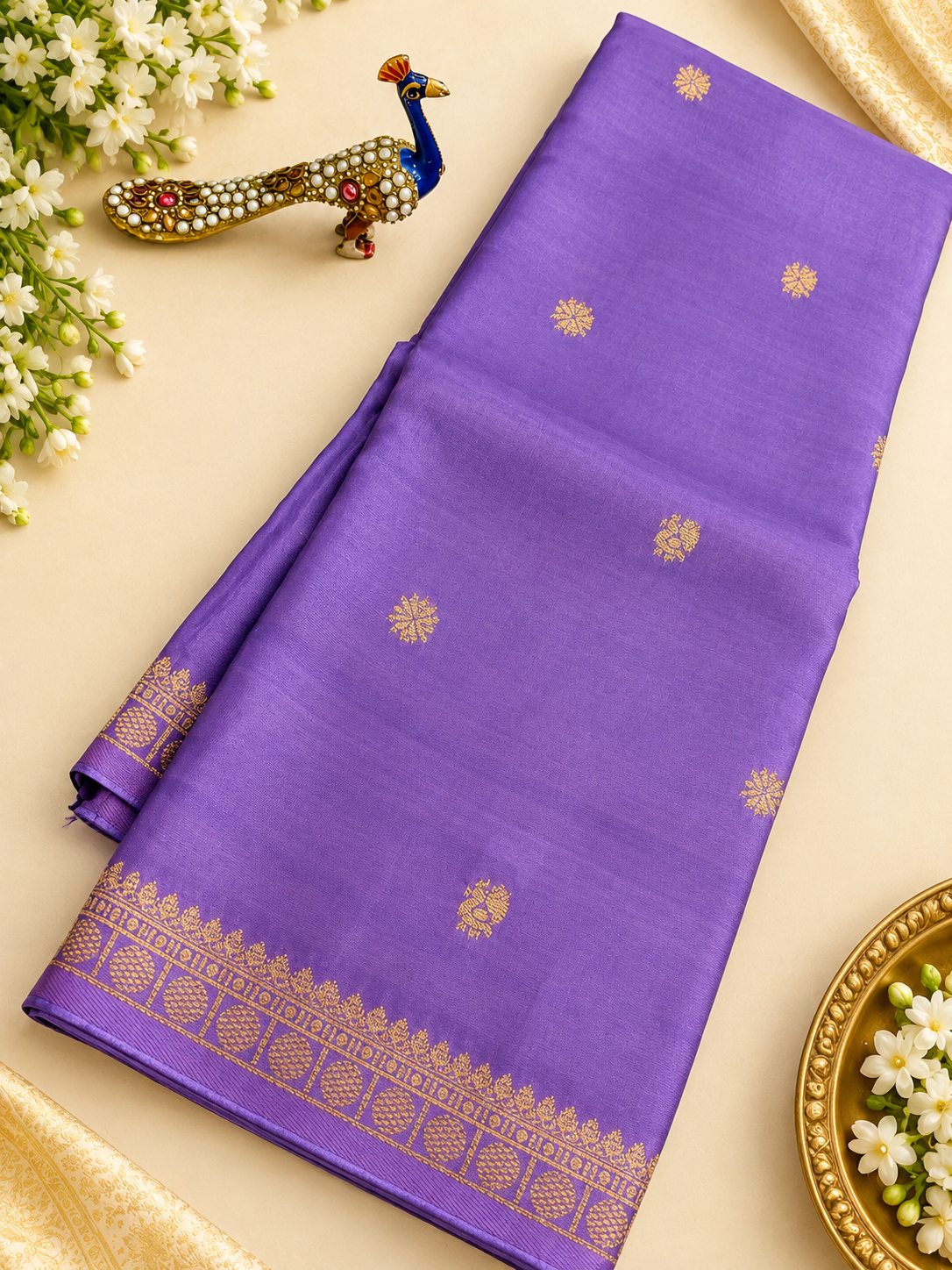 Viscose crape Rudraksha borders