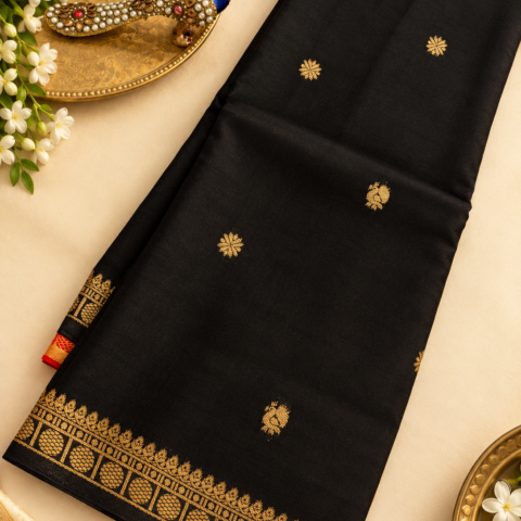 Viscose crape Rudraksha borders