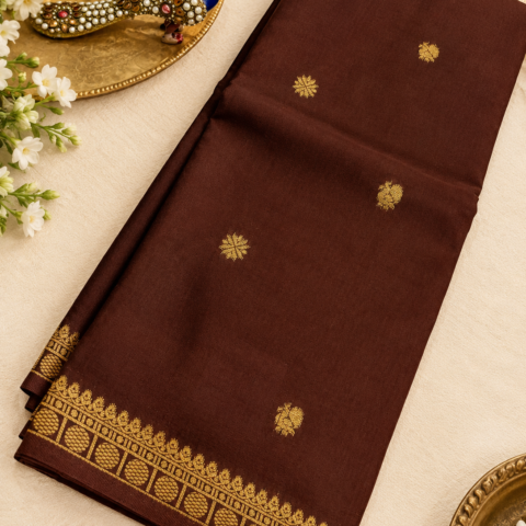 Viscose crape Rudraksha borders