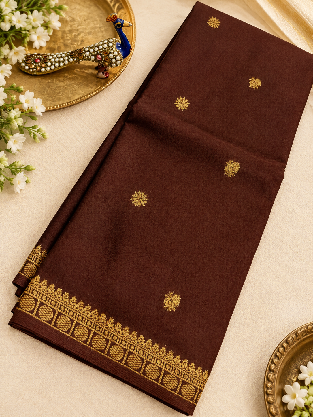 Viscose crape Rudraksha borders